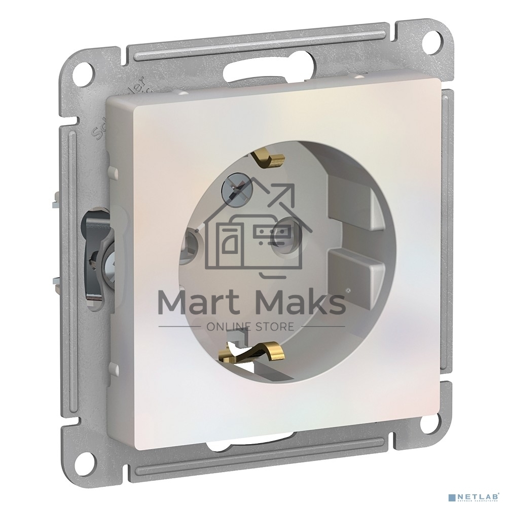 Механизм розетки 1-м СП ATLAS DESIGN с заземл. защ. шторки 16А жемчуг SchE ATN000445