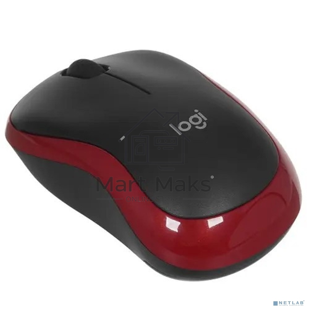 Мышь беспроводная Logitech M185, красный, 1000 dpi, радиоканал, USB, кнопки - 3