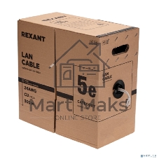 Кабель витая пара Rexant F/UTP, CAT 5e, PVC нг(А)-LS, 4х2х0,52мм, 4PR, 24AWG, INDOOR, SOLID, серый, 305м, РФ