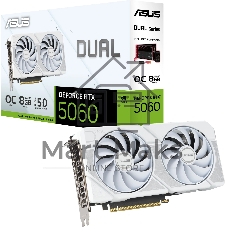 Видеокарта Asus GeForce RTX 5060 DUAL OC White, Nvidia RTX 5060, 8GB GDDR7, 128 bit, PCI-E 5.0, DPx3, HDMIx1, 2535 MHz