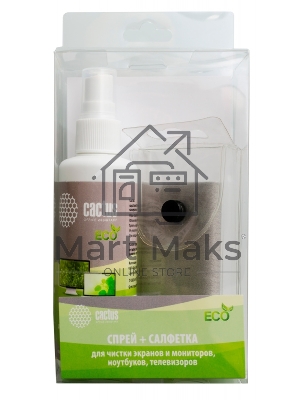 Чистящий набор (салфетки + спрей) Cactus CS-S3001E для экранов и оптики 1шт 18x18см 100мл
