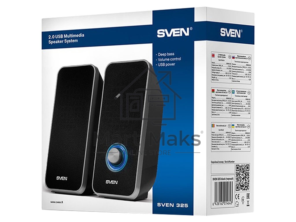 Акустическая система 2.0 SVEN 325, черный, USB, мощность 2x3 Вт(RMS) SVEN 325, черный, USB, акустическая система 2.0, мощность 2x3 Вт(RMS)