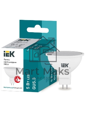 Лампа cветодиодная Iek LLE-MR16-5-230-40-GU5 ECO MR16 софит 5Вт 230В 4000К GU5.3 IEK