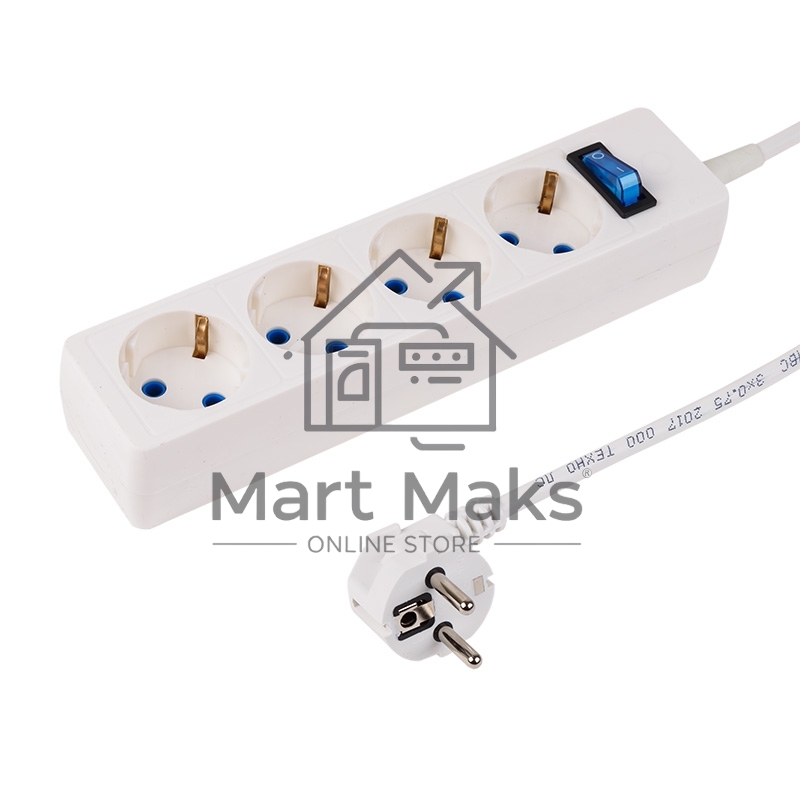 Сетевой фильтр PROconnect STANDARD 4 гнезда, 5 м, 3х0.75 мм², с/з, белый