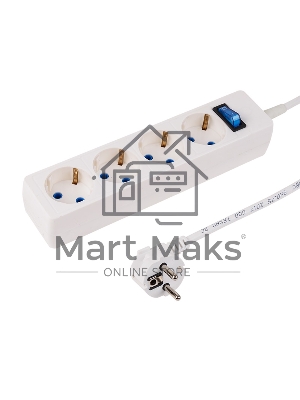 Сетевой фильтр PROconnect STANDARD 4 гнезда, 5 м, 3х0.75 мм², с/з, белый