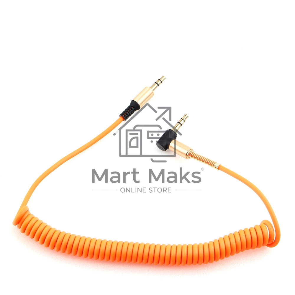 Кабель Cablexpert аудио 90˚ спиральный  CCAB-02-35MMLC-1.8MO. 3.5 Jack (M)/3.5 Jack (M), оранжевый, 1.8м, блистер