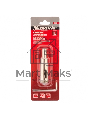 Сверло алмазное Matrix по керамограниту, 18 х 67 мм, 3-гранный хвостовик