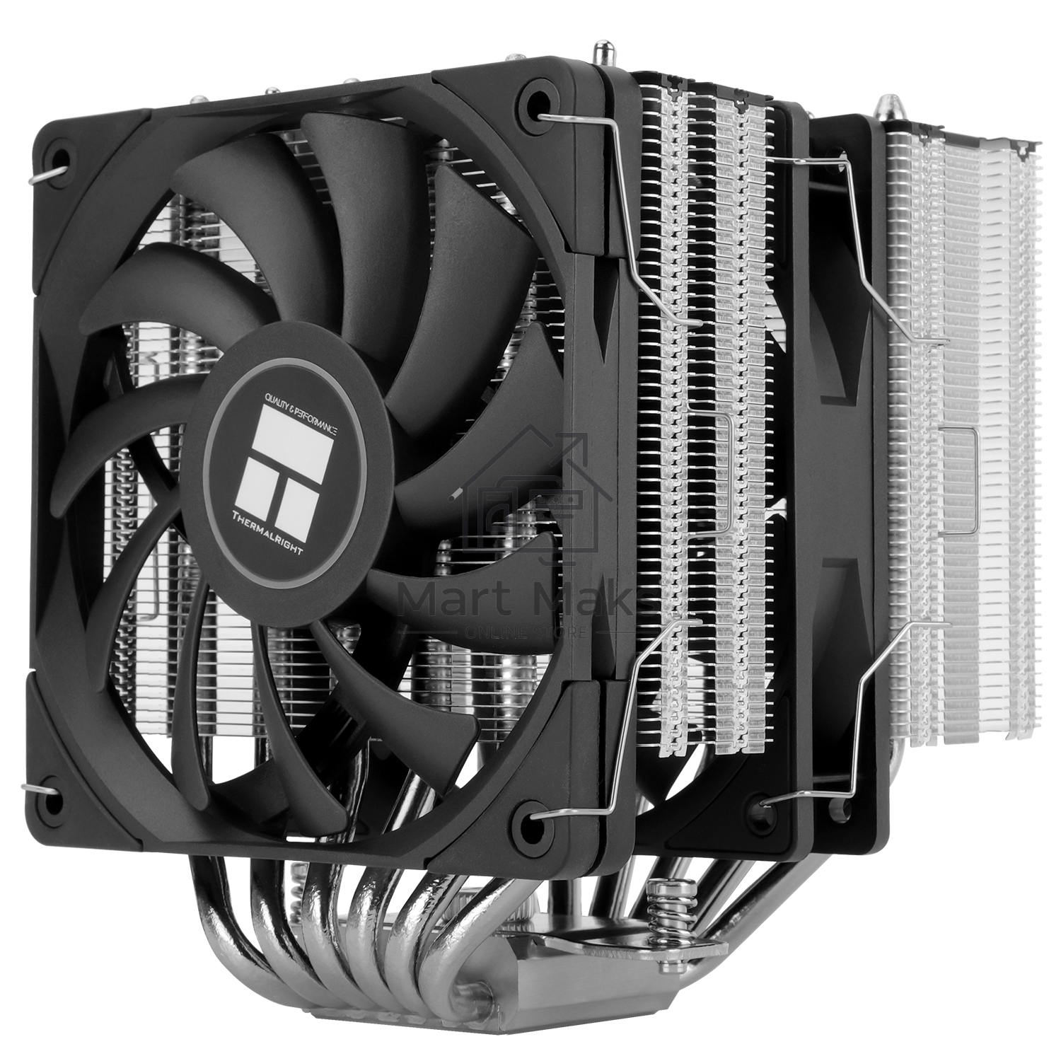 Кулер для процессора Thermalright Royal Knight 120 SE (4-pin PWM, 155mm, Ni/Cu, 6x6mm, 2x120mm, 66.17CFM/59CFM, 25.6dBA/26.1dBA, 1500RPM/1800RPM, S: 1200, 1700, 1851, 115X, AM4, AM5, silver, black)