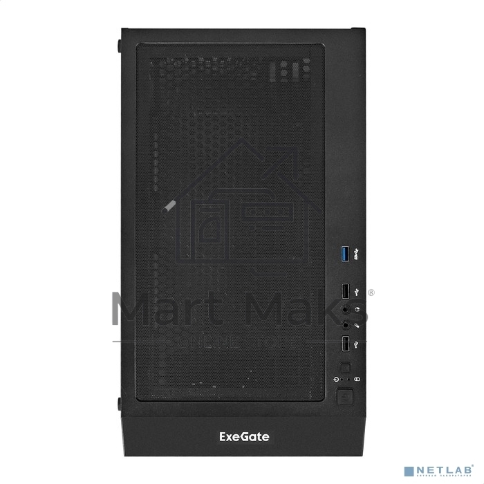 Компьютерный корпус Miditower ExeGate EVO-5001A-700NPX (ATX, БП 700NPX с вент. 12 см, 2*USB+1*USB3.0+HD Audio, черный, 3 вент.12см с RGB подсветкой, боковая панель - закаленное стекло)