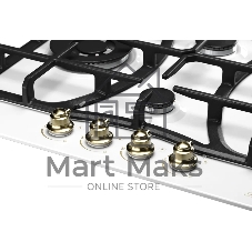 Варочная поверхность Kuppersberg FS 610 W Bronze, газ, Classic, 61 см, автоматический электроподжиг, газ-контроль, SABAF конфорки, чугунные решетки, цвет белый, цвет фурнитуры бронзовый