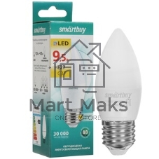 Лампа светодиодная Smartbuy SBL-C37-9_5-40K-E27 (LED) Лампа свеча C37-9,5W/4000/Е27