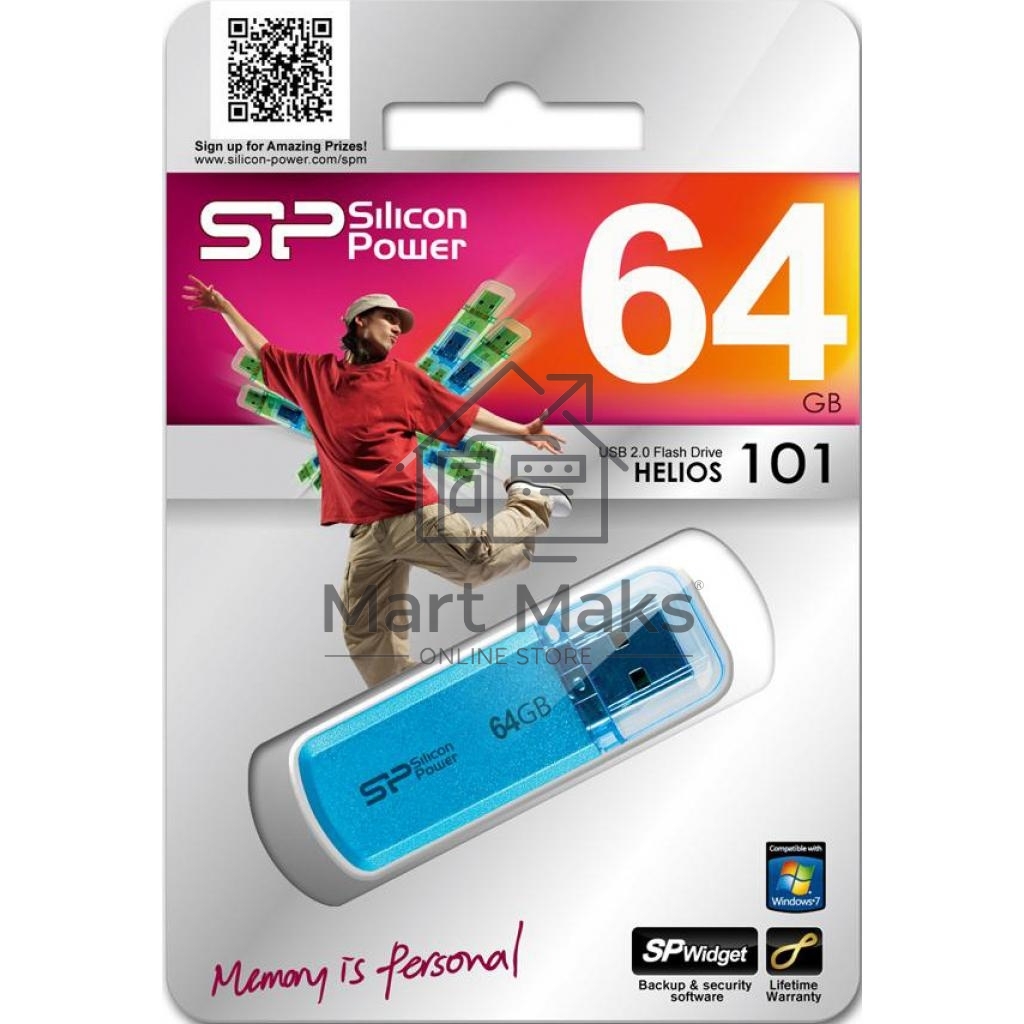 Флешка USB R/W Silicon Power R/W 64Gb Helios 101 SP064GBUF2101V1B USB2.0 синий
