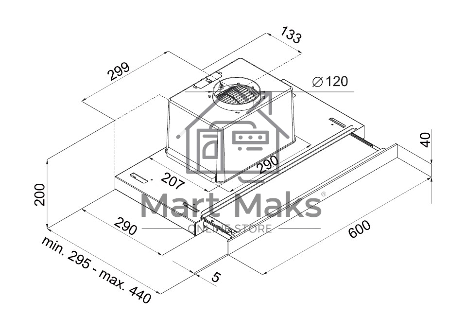 Вытяжка встраиваемая Maunfeld Ouse Touch Glass 60 черный, 60 см, 750 куб. м/ч, 48 дБ