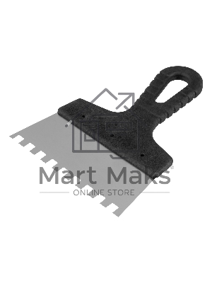 Шпатель из нержавеющей стали Сибртех 150 мм, зуб 8х8 мм, пластмассовая рукоятка