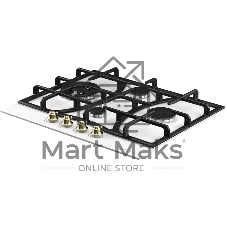 Варочная поверхность Kuppersberg FS 610 W Bronze, газ, Classic, 61 см, автоматический электроподжиг, газ-контроль, SABAF конфорки, чугунные решетки, цвет белый, цвет фурнитуры бронзовый