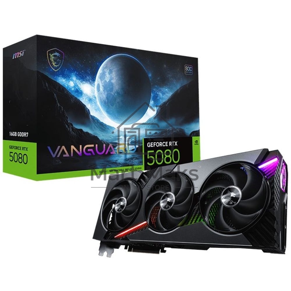 Видеокарта MSI NVIDIA GeForce RTX 5080 16Gb PCI-E RTX 5080 16GB VANGUARD SOC 256bit GDDR7 2730/30000 HDMIx1 DPx3 HDCP Ret