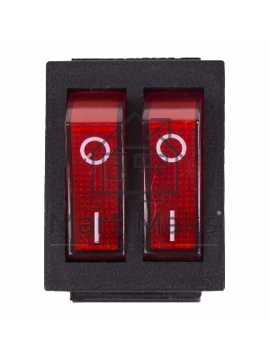 Выключатель клавишный Rexant 250V 15А (6с) ON-OFF красный с подсветкой ДВОЙНОЙ