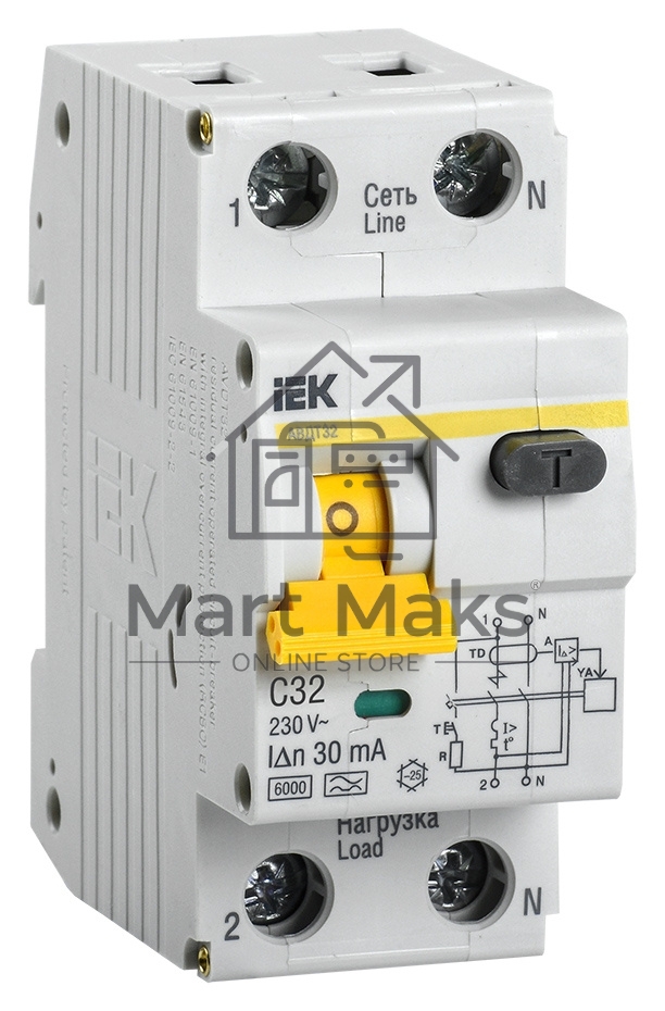 Выключатель автоматический дифференциального тока Iek MAD22-5-032-C-30 АВДТ 32 C32