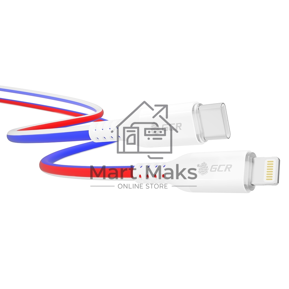 Кабель Greenconnect GCR-54962 1.0m TypeC/Lightning MFRi POWER DELIVERY 18 W, быстрая зарядка, ТРИКОЛОР Россия, AL case белый, белый ПВХ