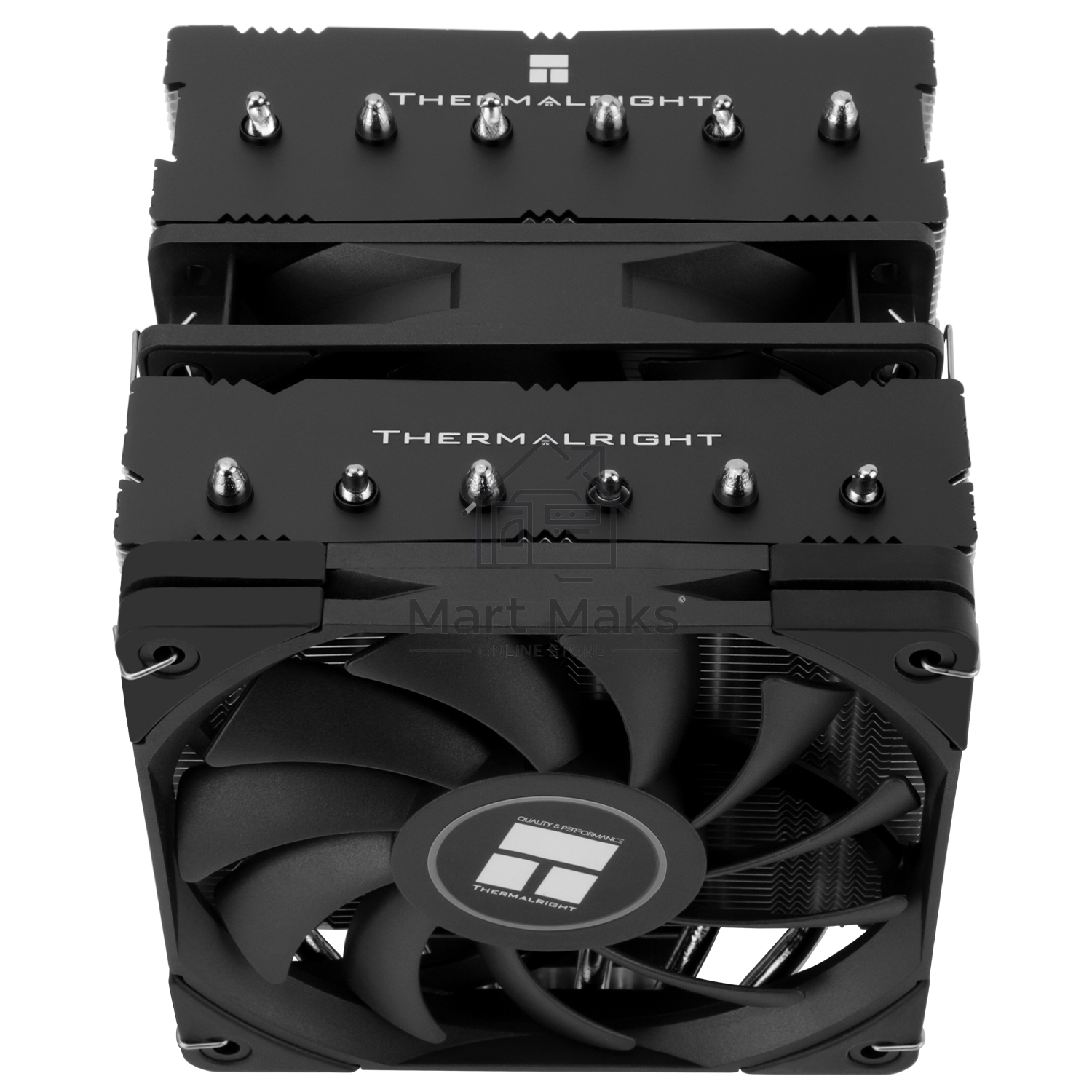 Кулер для процессора Thermalright Royal Knight 120 SE (4-pin PWM, 155mm, Ni/Cu, 6x6mm, 2x120mm, 66.17CFM/59CFM, 25.6dBA/26.1dBA, 1500RPM/1800RPM, S: 1200, 1700, 1851, 115X, AM4, AM5, silver, black)