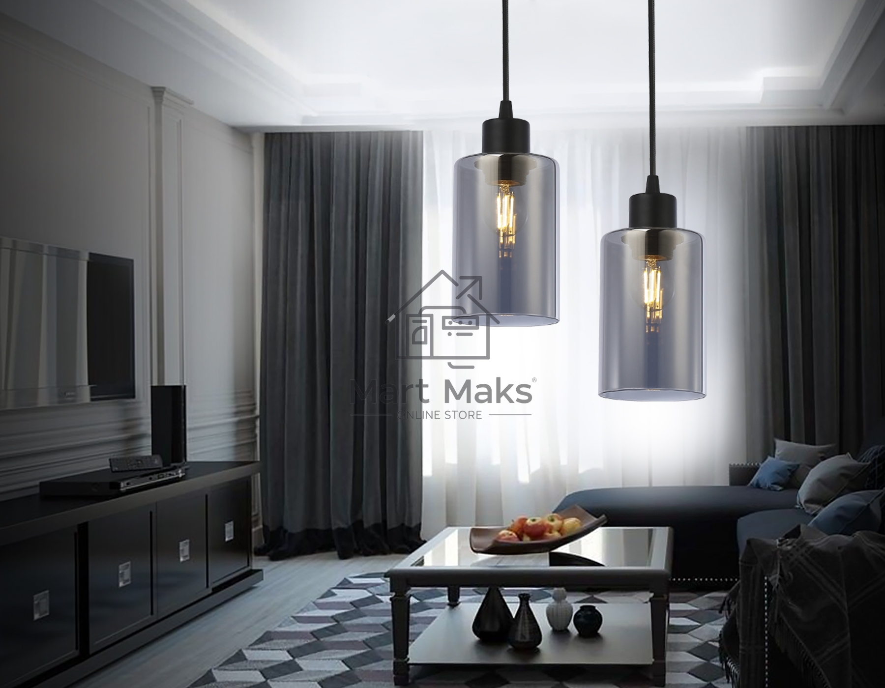 Светильник Ambrella light TR3695 BK/SM черный/дымчатый E27 max 40W D100*1000