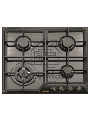 Встраиваемая газовая панель Korting HG 630 CTSN, электроподжиг, газ-контрол, чугунные решетки, адаптер для WOK-конфорки, матовый черный, цвет ручек-бронза