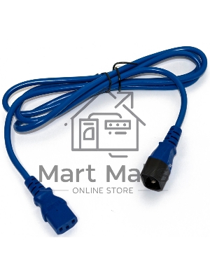 Шнур для блока питания Hyperline PWC-IEC13-IEC14, IEC 320 C13, вилка C14, 5 м, 10А, провода 3 х 1,0 кв. мм, синий