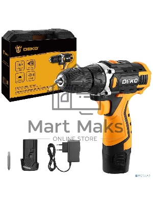 Дрель-шуруповерт Deko DKCD12V, Аккумуляторная, 12В, 2АКБ, Кейс