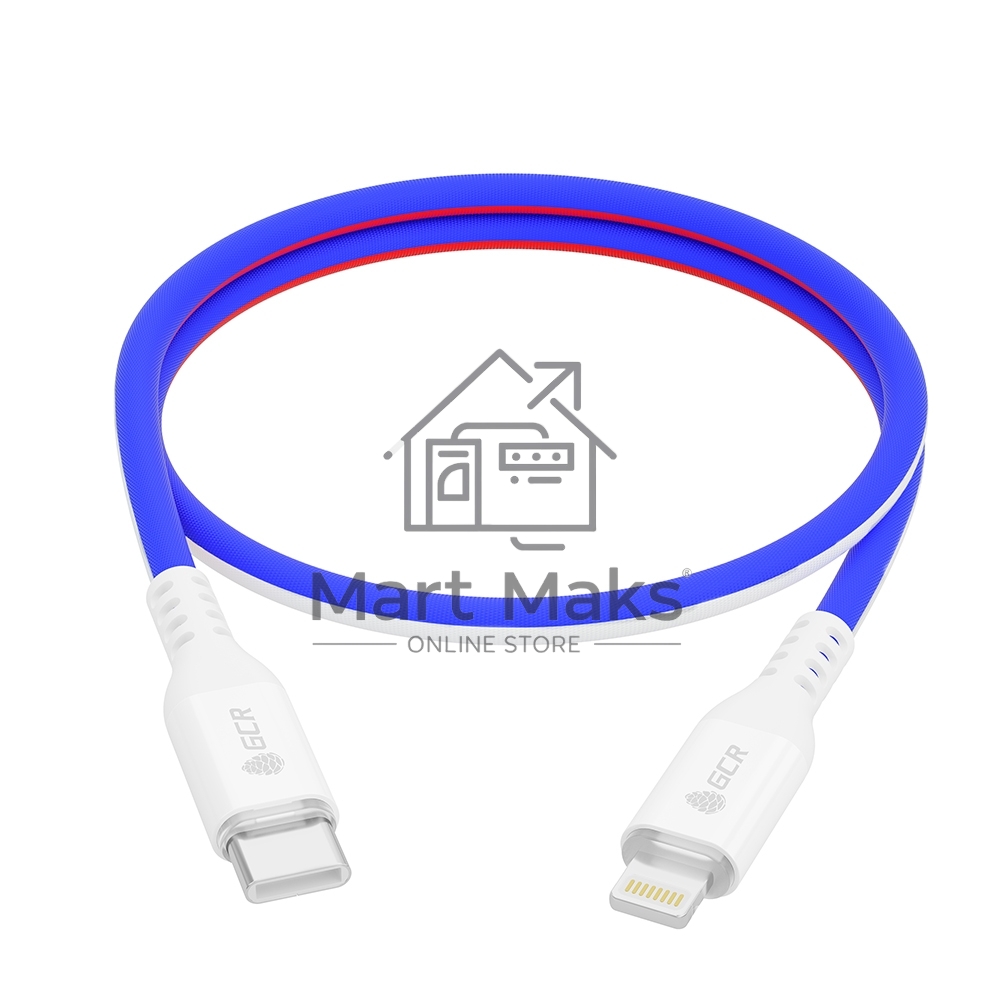 Кабель Greenconnect GCR-54962 1.0m TypeC/Lightning MFRi POWER DELIVERY 18 W, быстрая зарядка, ТРИКОЛОР Россия, AL case белый, белый ПВХ