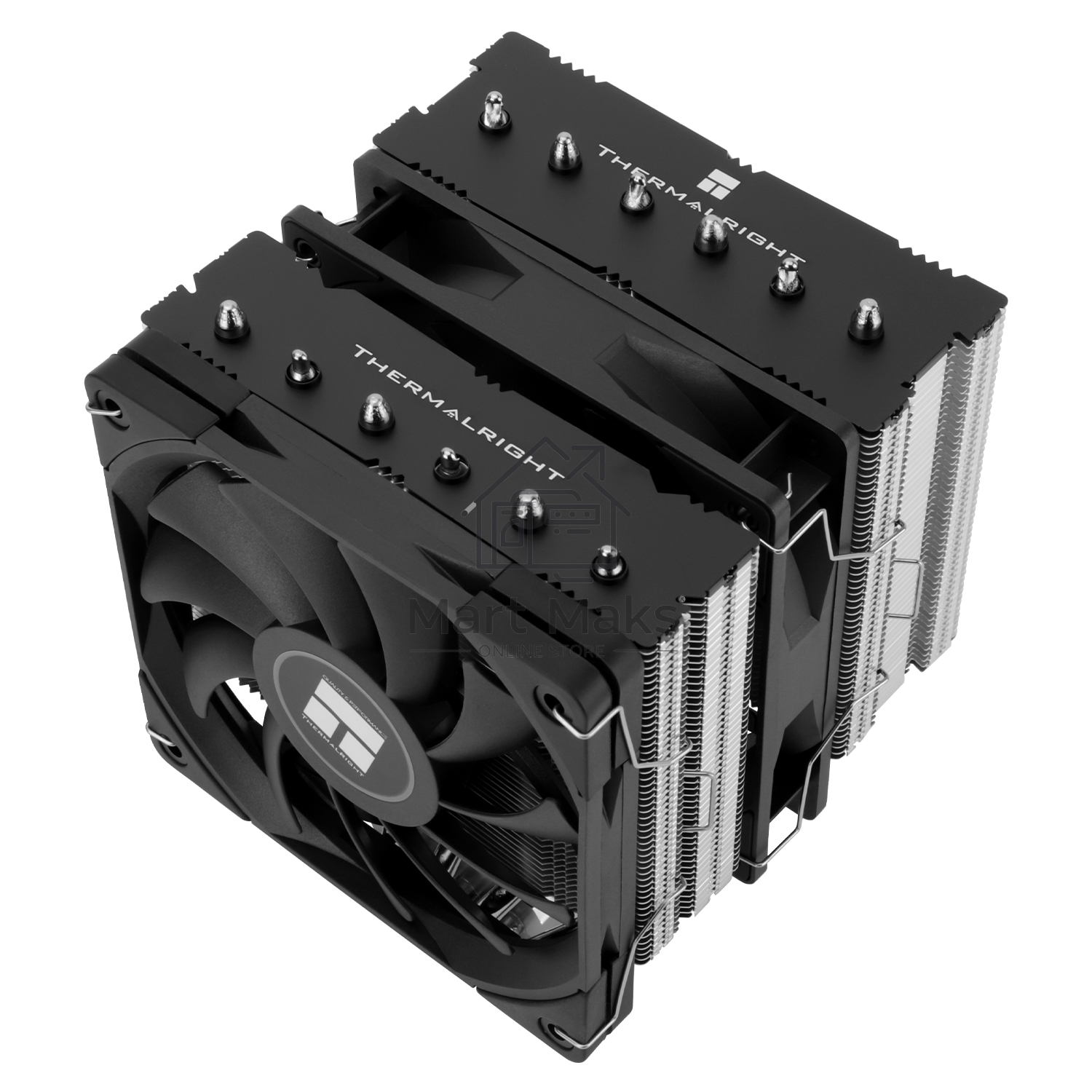 Кулер для процессора Thermalright Royal Knight 120 SE (4-pin PWM, 155mm, Ni/Cu, 6x6mm, 2x120mm, 66.17CFM/59CFM, 25.6dBA/26.1dBA, 1500RPM/1800RPM, S: 1200, 1700, 1851, 115X, AM4, AM5, silver, black)