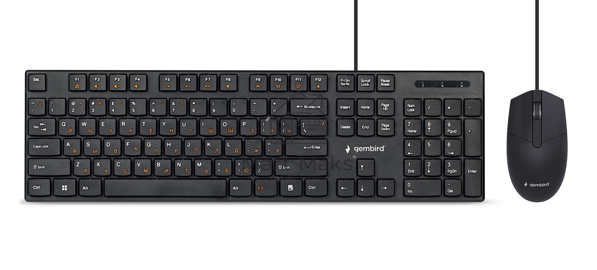 Комплект клавиатура + мышь проводной клавиатура+мышь Gembird KBS-9050L, 104кл+3кн, 12Fn, 1000 DPI, 1.8м, черный