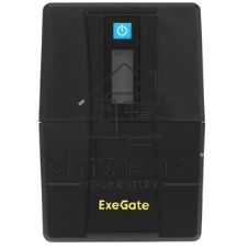 Источник бесперебойного питания ExeGate Smart LB-650.LCD.AVR.2SH.USB (650VA/390W, LCD, AVR, 2*Schuko, USB, батарея 12V 7Ah, черный)