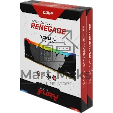 Оперативная память Kingston Fury Renegade, DDR4, 32Gb (4x8GB), 3200MHz, CL16, DIMM, с радиаторами, RGB, серебристый/черный