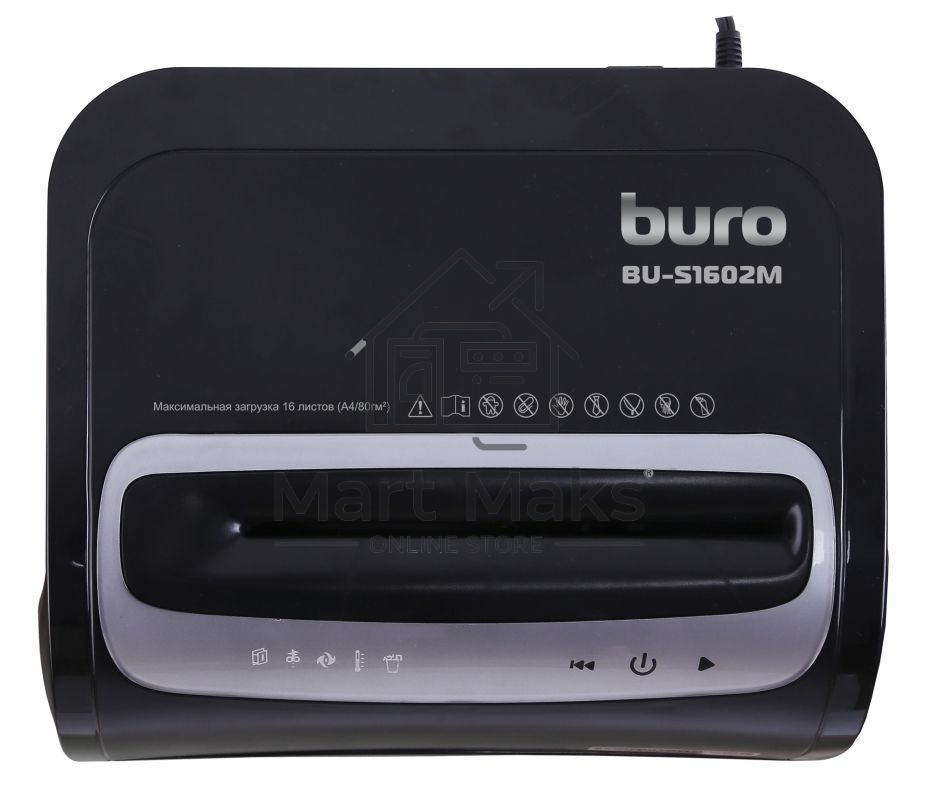 Шредер Buro Office BU-S1602M (секр.P-5)/фрагменты/16лист./30лтр./пл.карты/CD