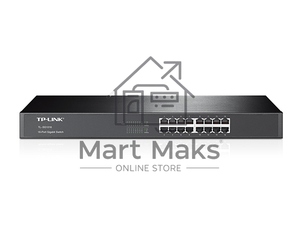 Коммутатор TP-Link SMB TL-SG1016 Коммутатор 16-port Gigabit Switch, 1U 19-inch rack-mountable steel case