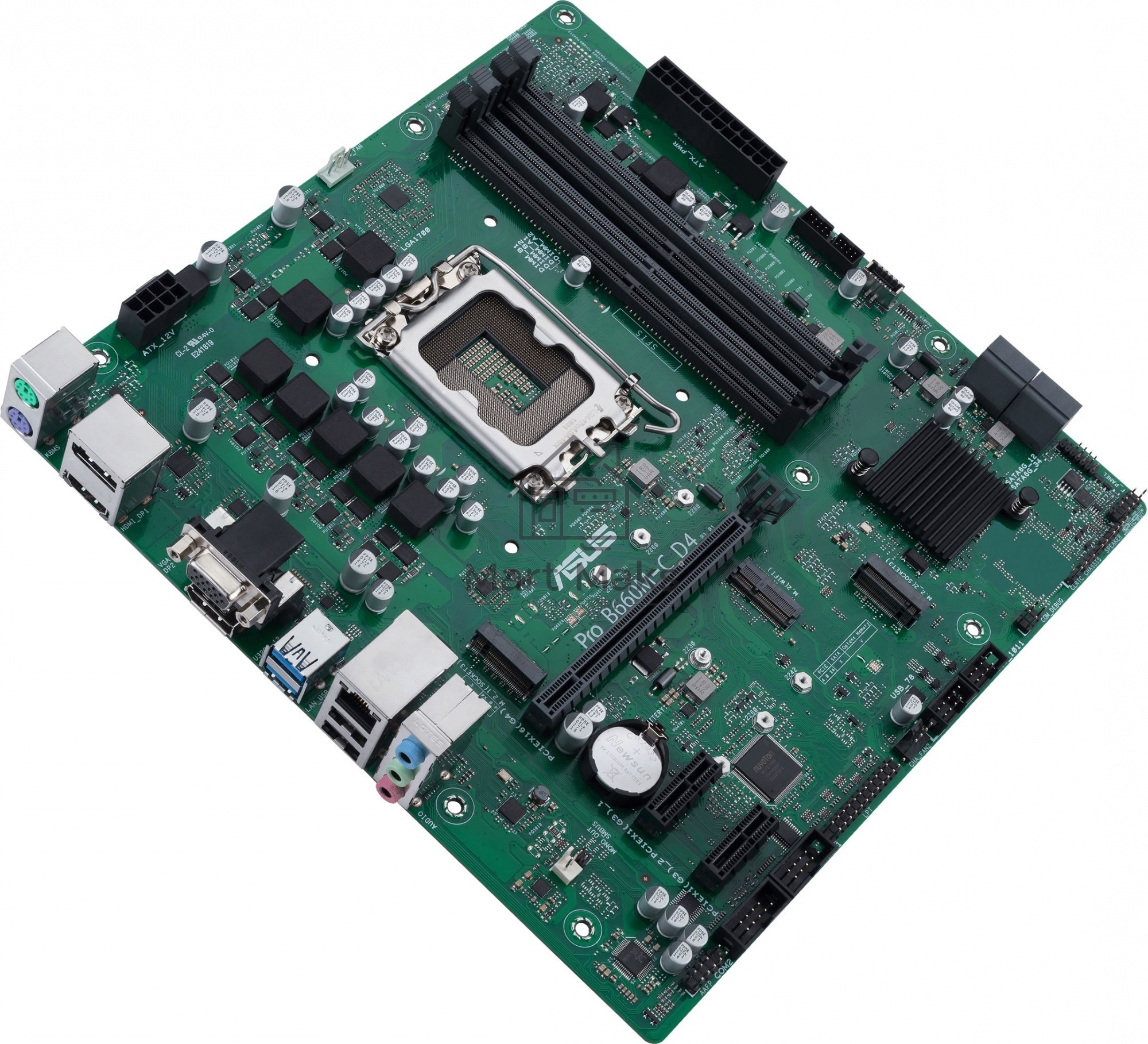 Материнская плата ASUS Pro B660M-C D4-CSM, LGA 1700, Intel B660, 4xDDR4, 1xHDMI, 1xVGA, 2xDP, 1x1Gb LAN, 2xUSB-A, 3x3.5 мм, 7.1, Micro-ATX