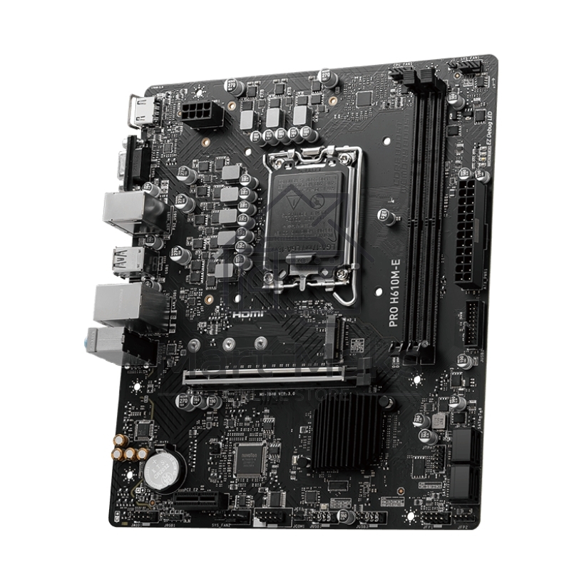 Материнская плата MSI PRO H610M-E, LGA 1700, Intel H610, 2xDDR5, 4xSATA, 1xM.2, 1xPCIe 4.0 x16, 1xPCIe 4.0 x1, 1xHDMI, 1xVGA, 1xRJ45 1Gb, 2xUSB-A 3.2 Gen 1, 4xUSB-A 2.0, 3x3.5мм, 7.1, mATX