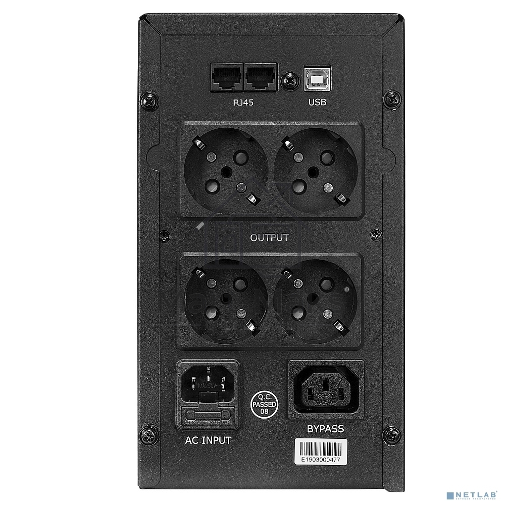 Источник бесперебойного питания CROWN 800VA/450W, металл, 1x12V/9AH, розетки 3*EURO+1*IEC bybass, трансформатор AVR 145-280V, LCD дисплей, съёмный кабель 1.2м, фильтр телефонной и ethernet линии RJ11/45, защита батареи, от перегрузки, от КЗ