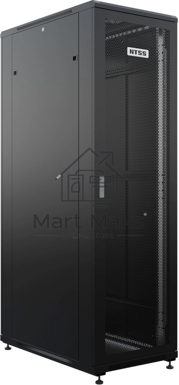 Шкаф серверный NTSS Премиум (NTSS-R42U80100PD/PDD-BL) напольный 42U 800x1000мм пер.дв.перфор. металл 900кг серый 910мм 160кг 1987мм IP20 сталь