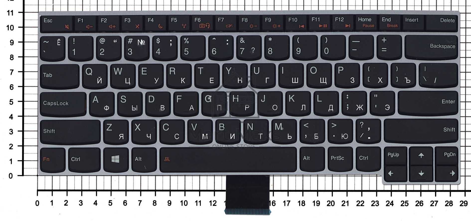 Клавиатура для ноутбука Lenovo V490 V490U V490UA черная с серебристой рамкой