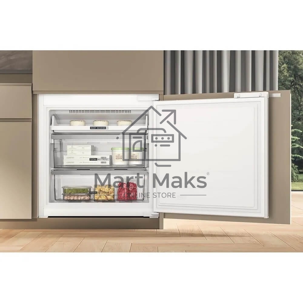 Холодильник встраиваемый Whirlpool WHSP70T241P 70 см, 193.5х54.3х69 см, 295/95 л, инверторный компрессор, автоматическая разморозка, зона свежести влажная, сенсорное управление, технология 6 SMYSL FreshControl, MultiFlow, FreezeControl, перенавешиваемые д