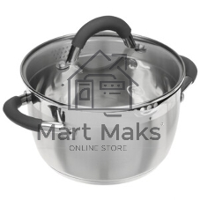 Кастрюля Rondell RDS-023 с\кр 18 см, (2,3л) Flamme (нерж.сталь 18/10,ручки из нерж.стали со вставкой силикон)