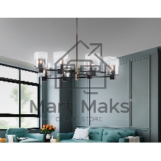 Люстра Ambrella light LH57043/8 BK/DBS/SM черный/темная латунь/дымчатый E14/8 max 40W D830*710