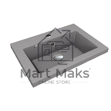 Тумба под раковину Bau Stil Loft grey brushed, раковина кварцевая BAU Stil 50, серый металлик, смеситель Hotel Black, черный