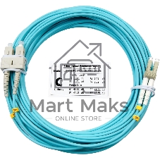 Патч-корд оптический Cabeus Tight Buffer, Duplex LC/SC, OM3 50/125, LSZH, 10м, Ø 3мм, серый хвостовик, бирюзовый