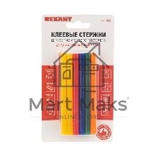 Клеевые стержни Rexant, Ø7 мм, 100 мм, цветные, 12 шт., блистер