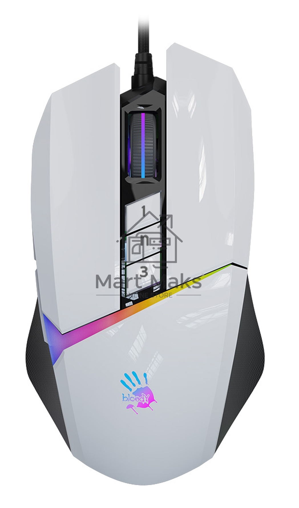 Мышь проводная A4Tech Bloody W60 Max белый, 10000 dpi, USB, кнопки - 10