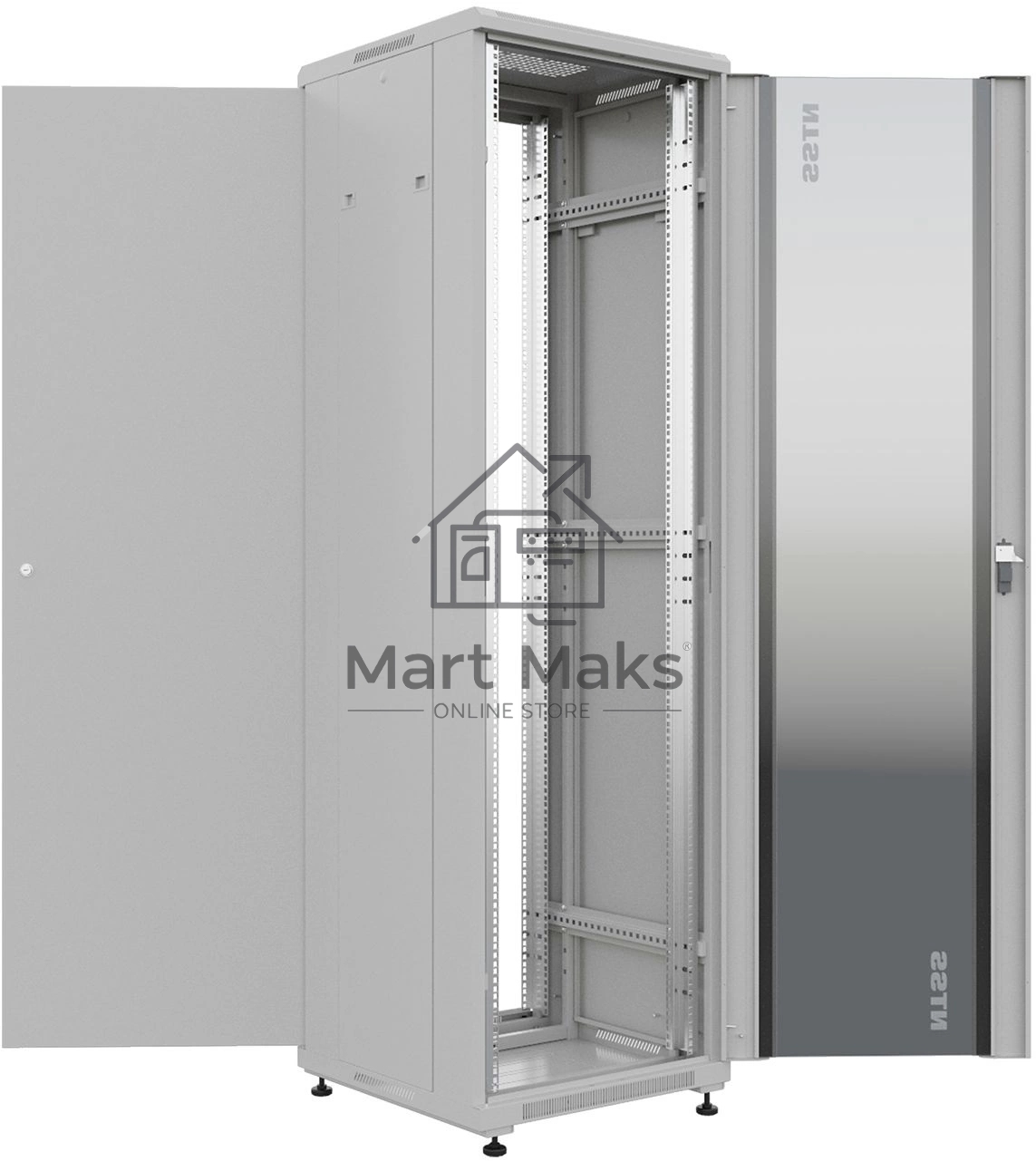 Шкаф коммутационный NTSS Премиум (NTSS-R32U6060GS) напольный 32U 600x600мм пер.дв.стекл металл 900кг серый 510мм 63.2кг 1542мм IP20 сталь