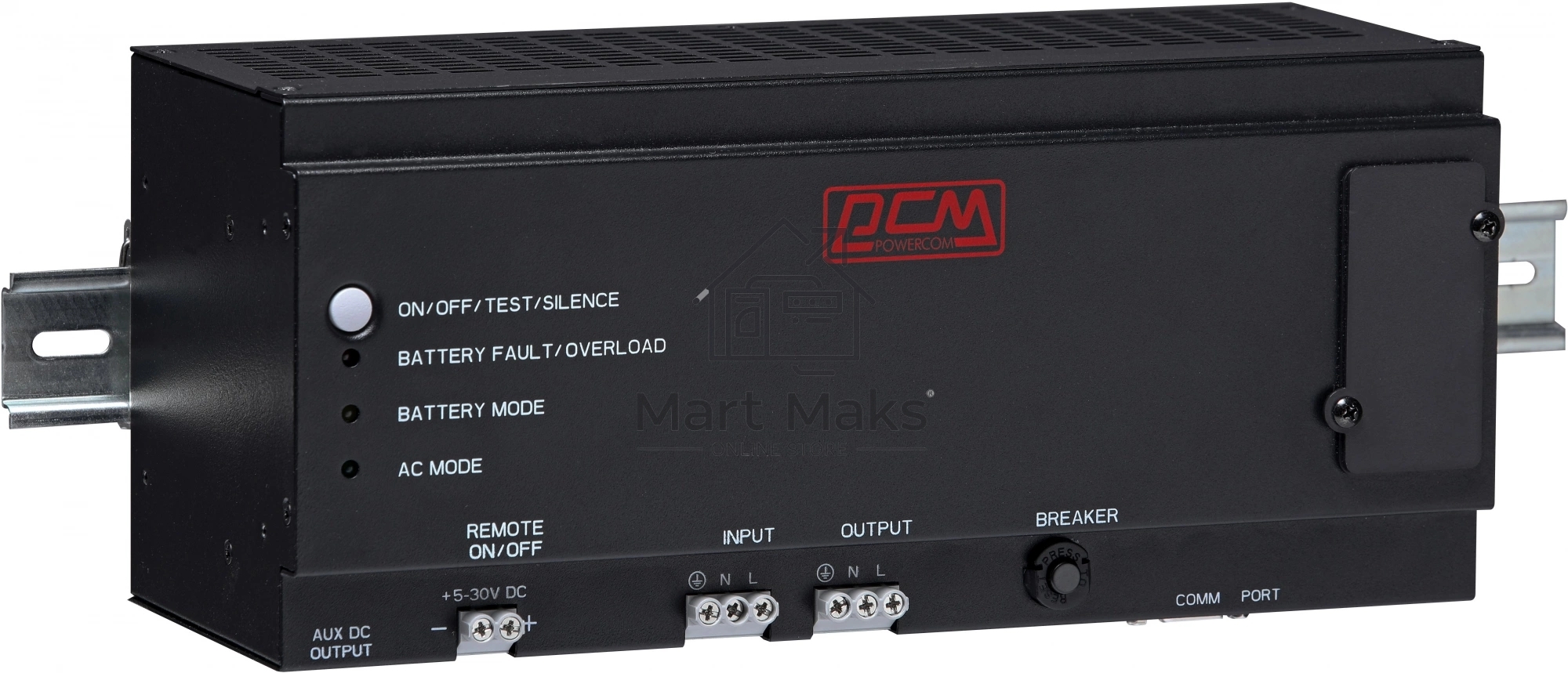 Источник бесперебойного питания Powercom DRU 850VA/510W, DIN Rail, 230V, RS-232, 2 year warranty (1114019)