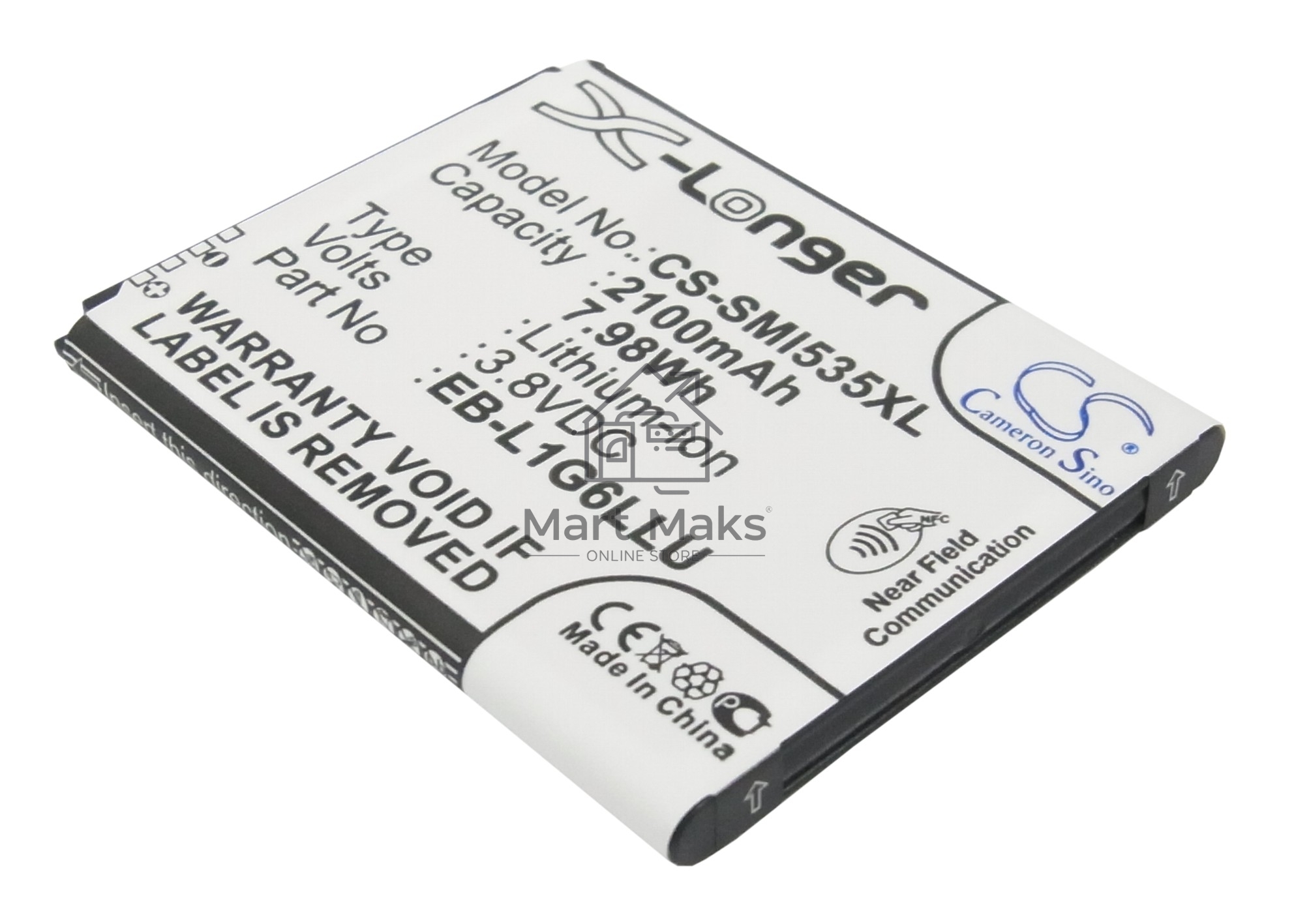 Аккумулятор CameronSinoCS-SMI535XL для Samsung Galaxy S3 I93003.8V / 2100mAh / 7.98Wh